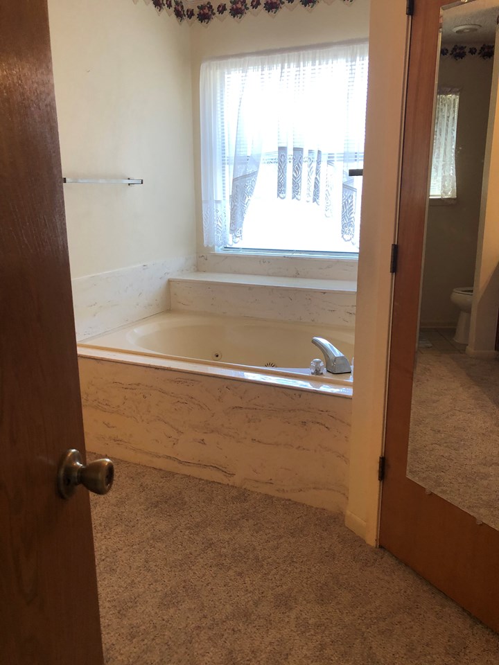 master bath  master bath has double closets, whirlpool tub, shower, towel storage, big vanity and private potty area.